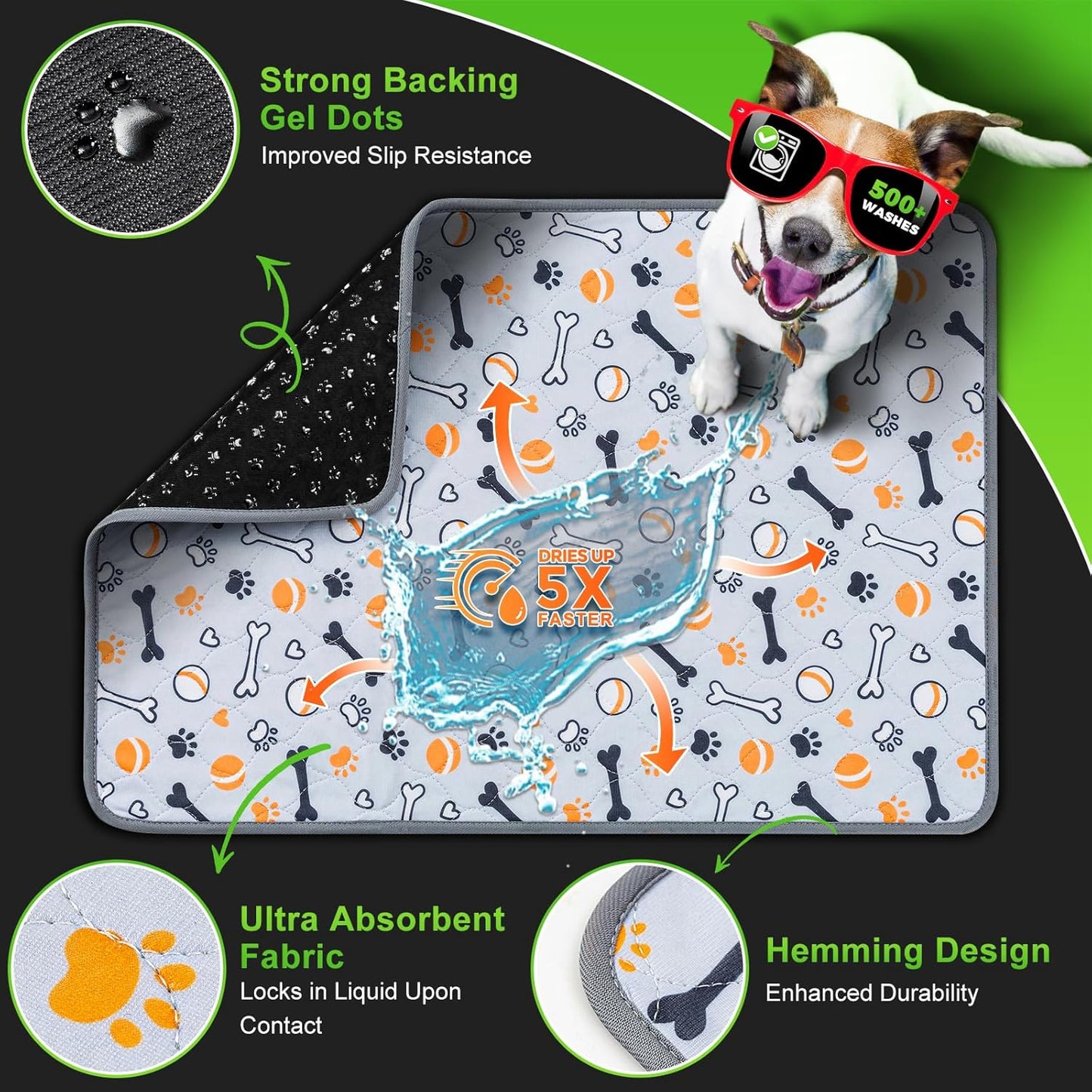 Hompet Dog Grass Pad with Tray Large, 35"x22.5", 2 Reusable Artificial Turf for Dogs Potty, Waterproof Non-Slip Washable Pee Pads, Quickly Absorbency Portable Dog Litter Box for Indoor/Outdoor Use