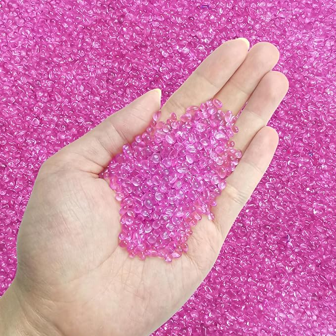Keedolla 15 Oz Aquarium Fish Tank Pebbles Gravel for Betta Fish, Sea Glass Beads Fish Bowl Rocks Pebbles Glass Stone Polished for Aquarium, Vase Fillers, Christmas Decoration - Pink