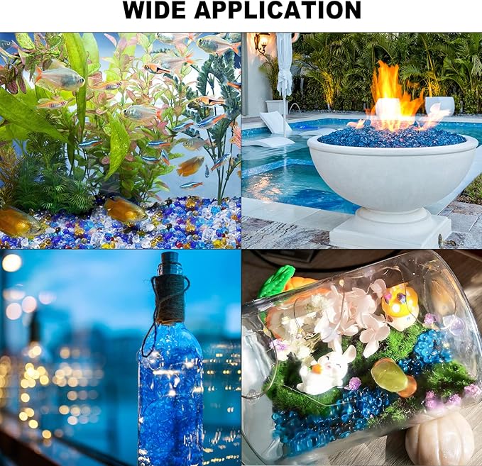 Keedolla Colorful Clear Sea Glass Pebbles Aquarium Gravel Fish Tank Rocks Small, Irregular Glass Gems Stones Beads Marble Pebbles Rock Sand for Garden|Vase Filler|Fish Turtle Tank Decorations