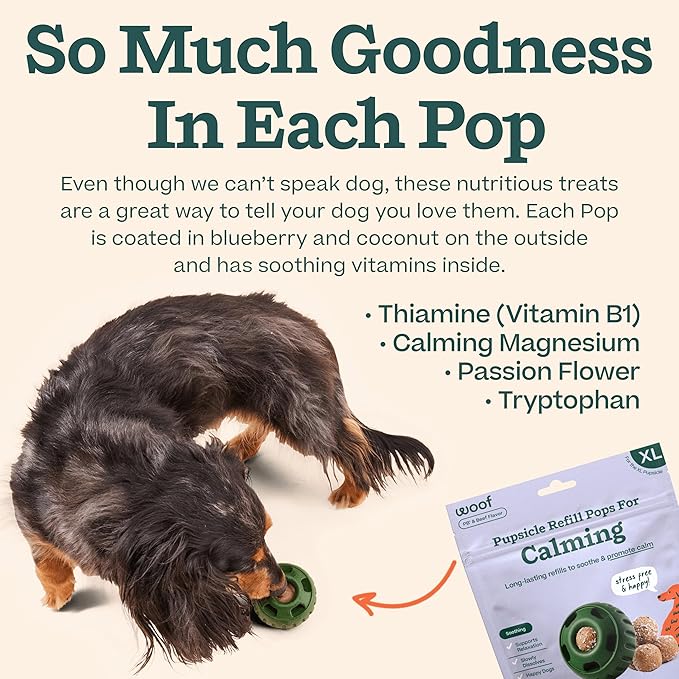 WOOF Pupsicle Refill Pops for Calming - Calming Dog Treats - Long-Lasting Refills for The Pupsicle Toy to Promote Calm - Magnesium for Dogs- XL Pops - 5 Count