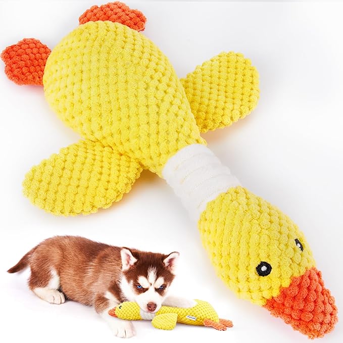 Vitscan Durable Dog Toys for Small Large Dogs, Dog Chew Toy for Aggressive Chewers, Tough Squeaky Interactive Dogs Toys for Puppies Plush Puppy Toys Goose Pet Toy Puppy Chew Toys for Teething