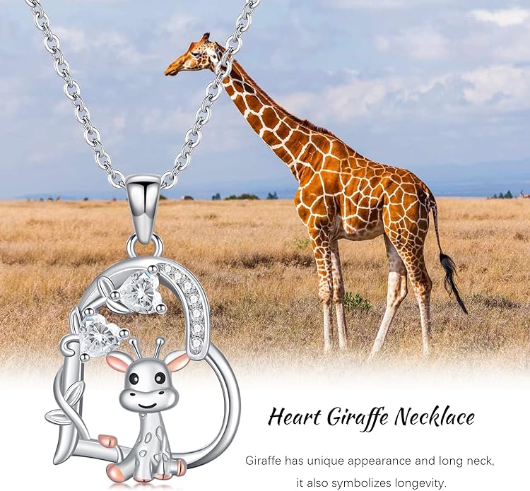 Heart Animal Necklace 925 Sterling Silver Cute Animal Pendant Jewelry Birthday Gifts for Women Girlfriend Mom Animal Lovers