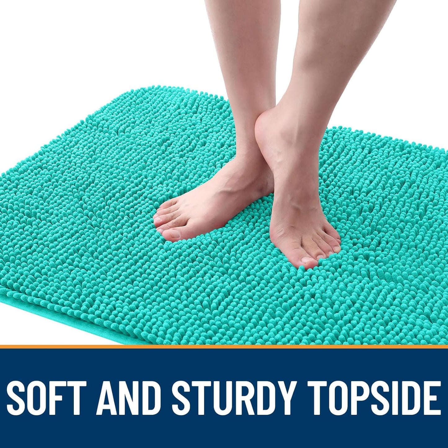 OLANLY Dog Door Mat for Muddy Paws 48x30, Absorbs Moisture and Dirt, Absorbent Non-Slip Washable Doormat, Quick Dry Chenille Mud Mat for Dogs, Entry Indoor Entryway Carpet for Inside Floor, Teal