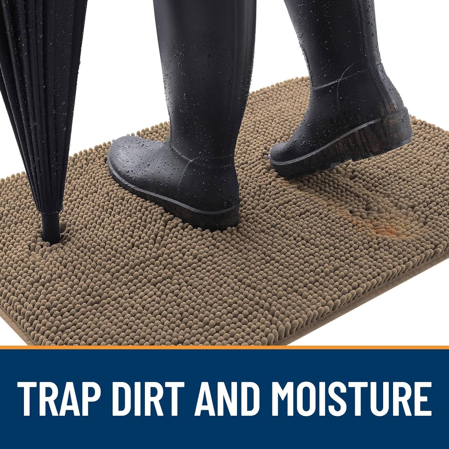 OLANLY Dog Door Mat for Muddy Paws 59x35, Absorbs Moisture and Dirt, Absorbent Non-Slip Washable Doormat, Quick Dry Chenille Mud Mat for Dogs, Entry Indoor Entryway Carpet for Inside Floor, Tan