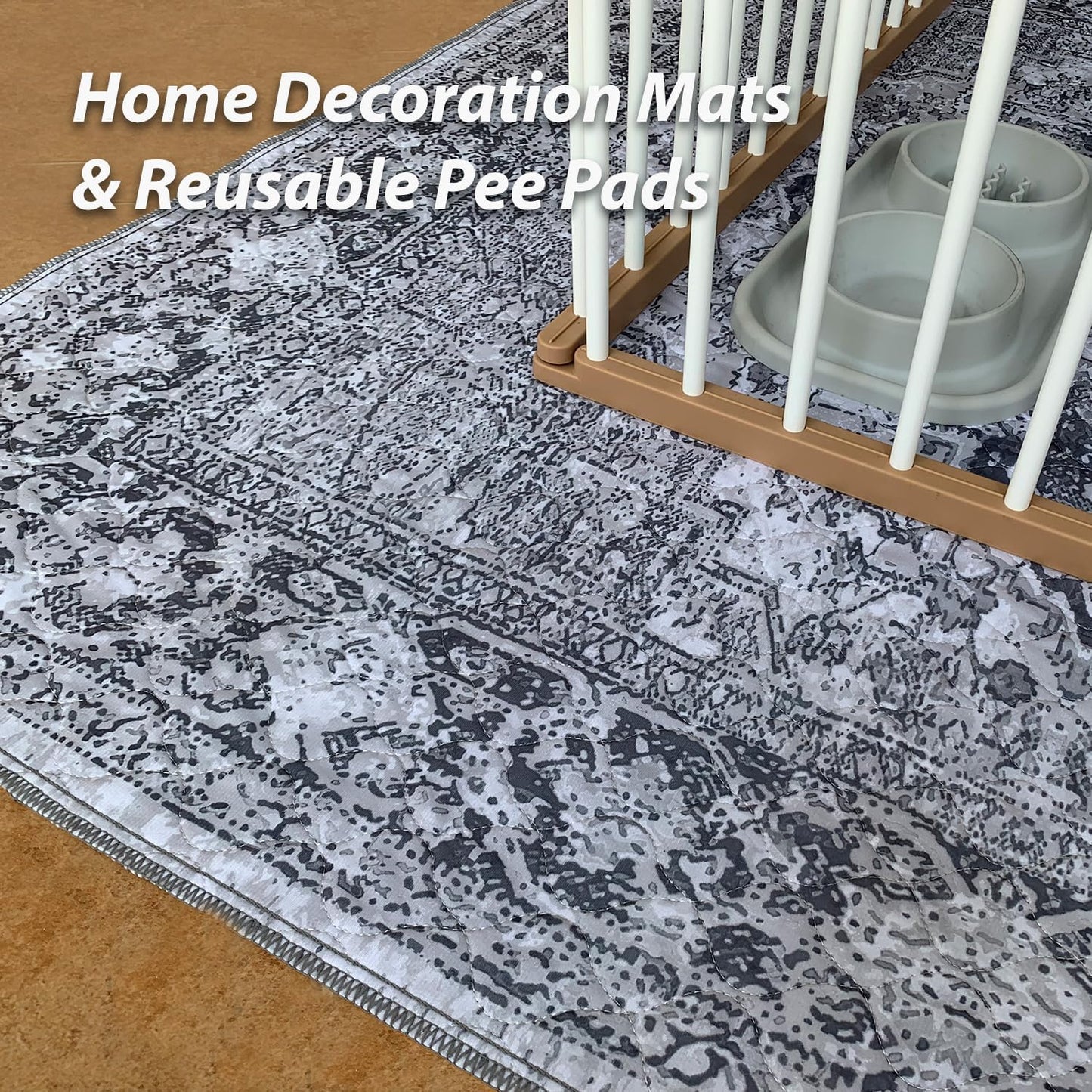 nunubaby 4PACK Washable Pee Pads for Dogs, Stylish, Non-Slip and Leak-Proof Pee Pads. Reusable Potty Pads for Dogs for Crates and Floors.(Gray/Geo, 24" x36")