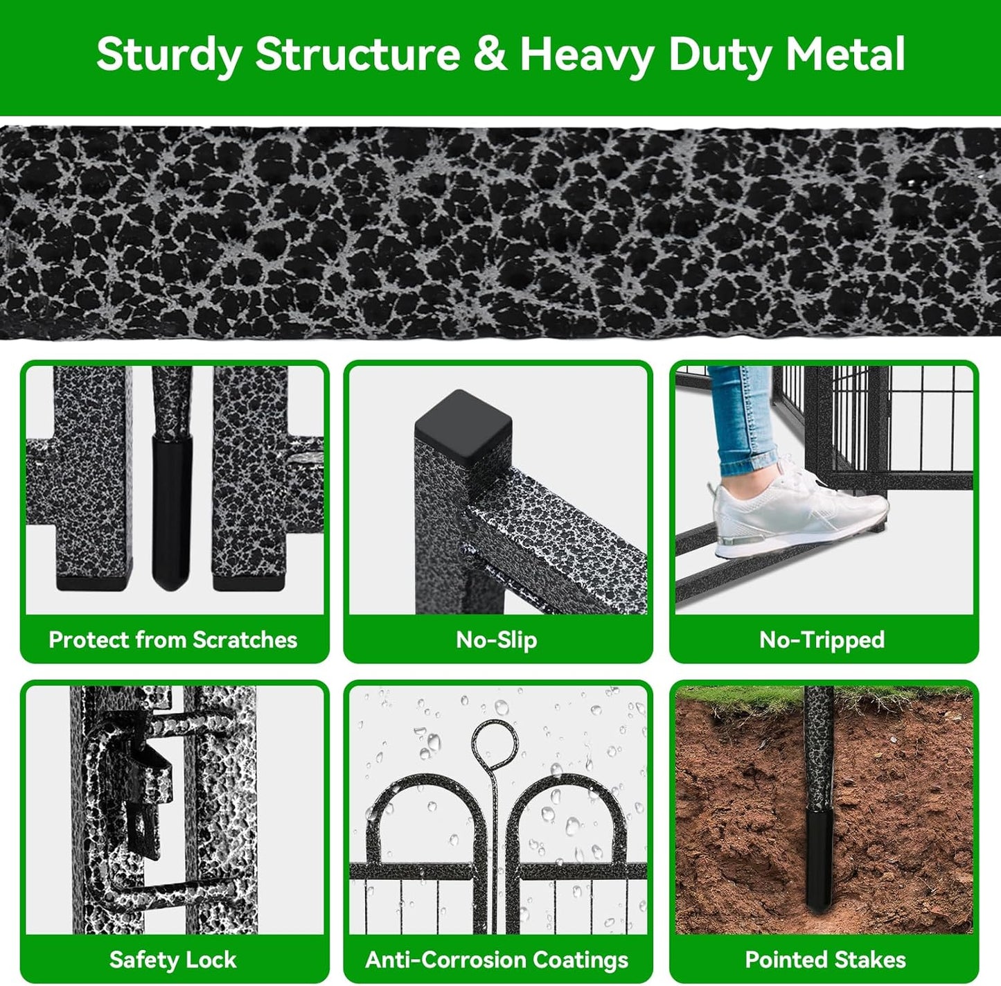 Dog Playpen Outdoor 12 Panels Heavy Duty Dog Fence 40" Height Anti-Rust with Doors Portable for RV Camping Yard, Total 27FT, 58 Sq.ft, Snowy Black