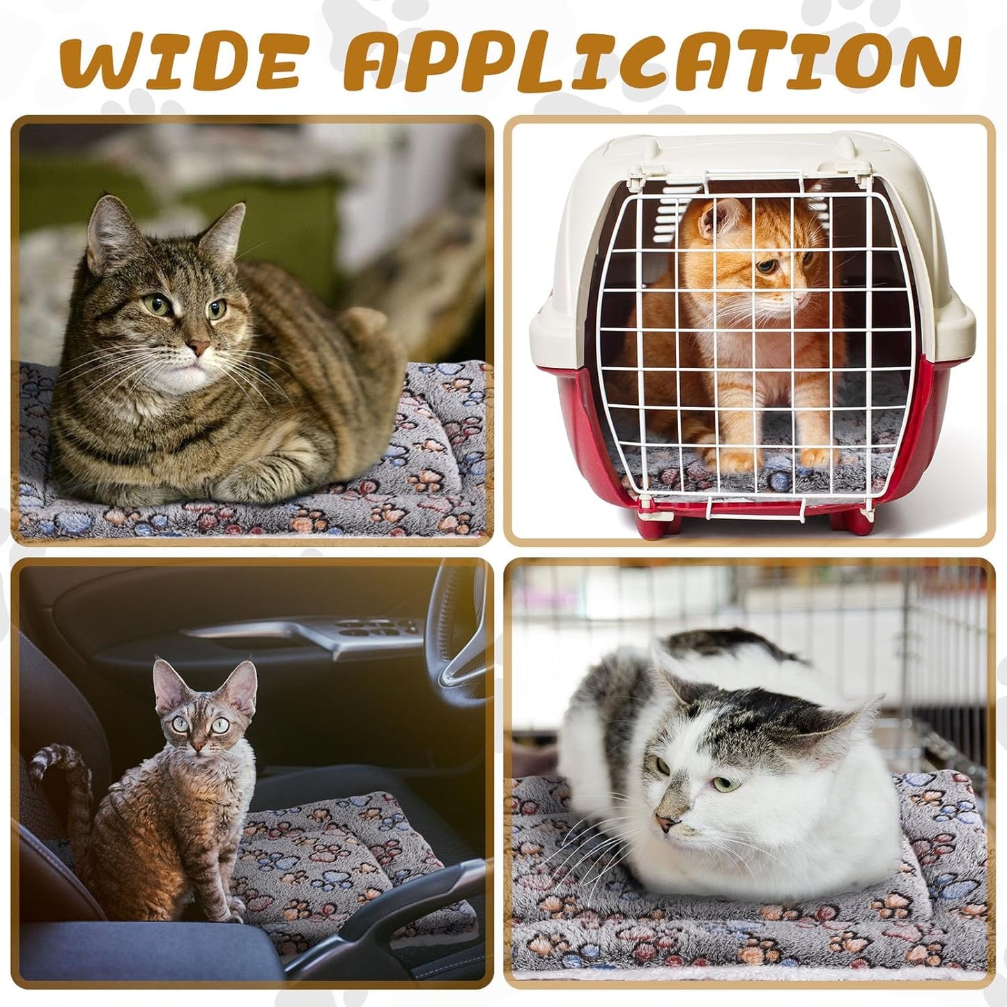 4 Pack Ultra Soft Dog Cat Bed Mat with Cute Prints Reversible Fleece Dog Crate Kennel Pad Cozy Washable Thickened Hamster Guinea Pig Pet Bed Mat for Small Animals(21 x 14 Inches,Gray)