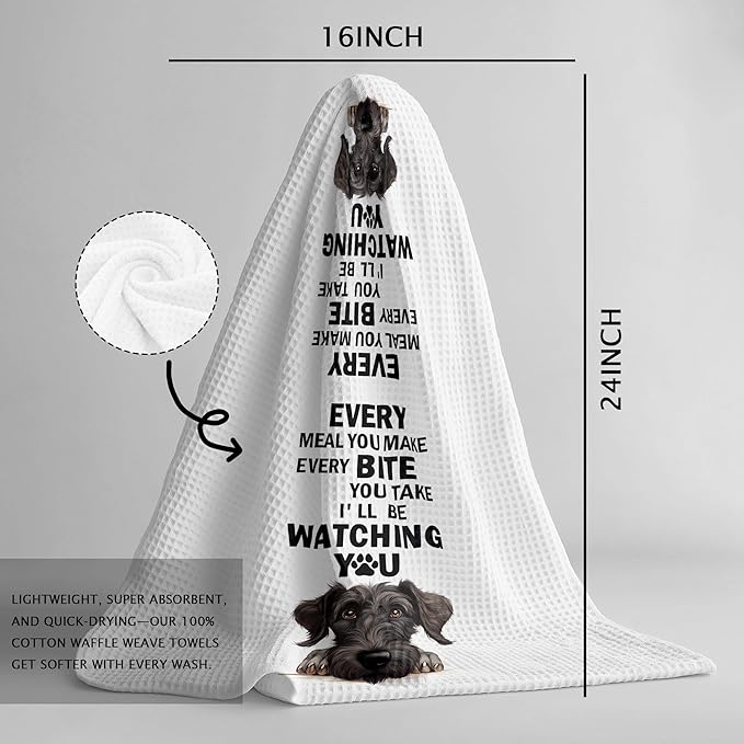 Funny Schnauzer Mastiff Dog Kitchen Towels Mom Gifts Decor Dish and Hand Towels for Kitchen Bathroom, Funny Every Meal You Make Dog Kitchen Decor, 16x24 Inches