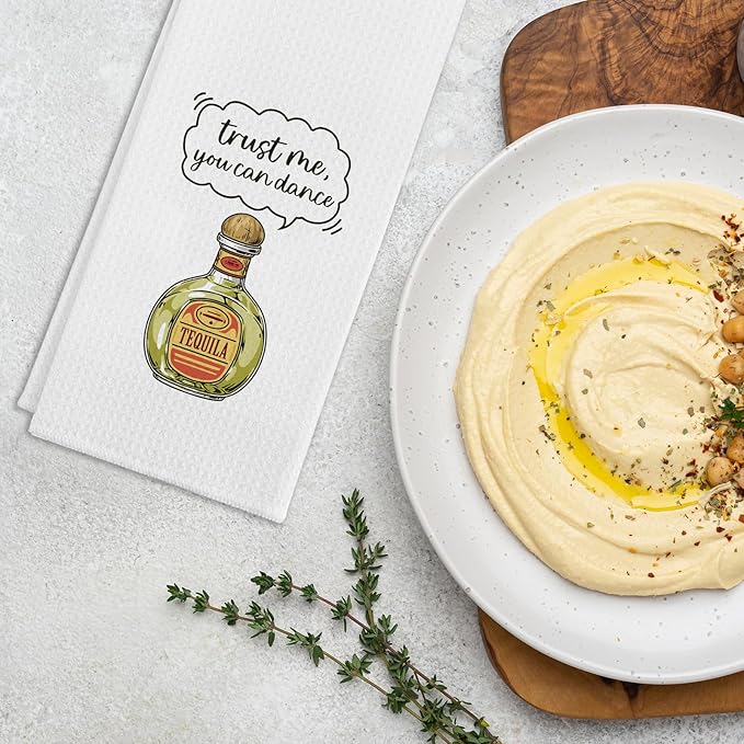 Funny Tequila Kitchen Towels, Trust Me You Can Dance Dishcloths, Tequila Lovers Gifts, Bar Towels for Bartenders, Kitchen Decor Gifts for Women Sister Friend Bartenders Cocktail Lovers