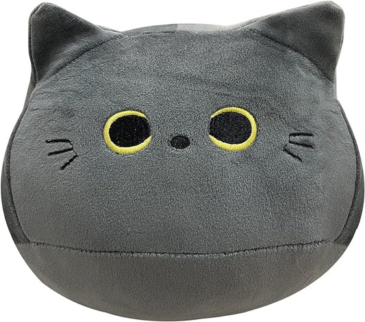 10'' Cute Gray Cat Plush Toys, Soft Cat Pillow Squishy Plushies, Cat Stuffed Animals Kawaii Plush Toys Home Decoration Gift for Cat Lovers Kids Boys Girls (Gray, 10 Inch)