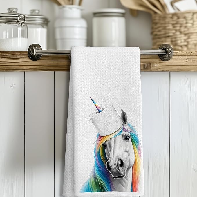 Funny Colorful Enchanted Horse Hand Towels for Bathroom, Kids Bathroom Hand Towels, Animal Lover Gifts for Women Girls, 16x24 Inches