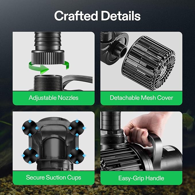 VIVOSUN 1600 GPH Submersible Water Pump, 100W Pond Pump, Ultra Quiet Aquarium Pump with 15FT. Lift Height for Pond, Waterfall, Fish Tank, Statuary, Hydroponic