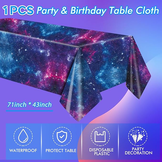 41Pcs Starry Galaxy Party Supplies Night Sky Party Tableware Set Outer Space Theme Birthday Star Party Table Decorations for Boys Girls Birthday Party Favors