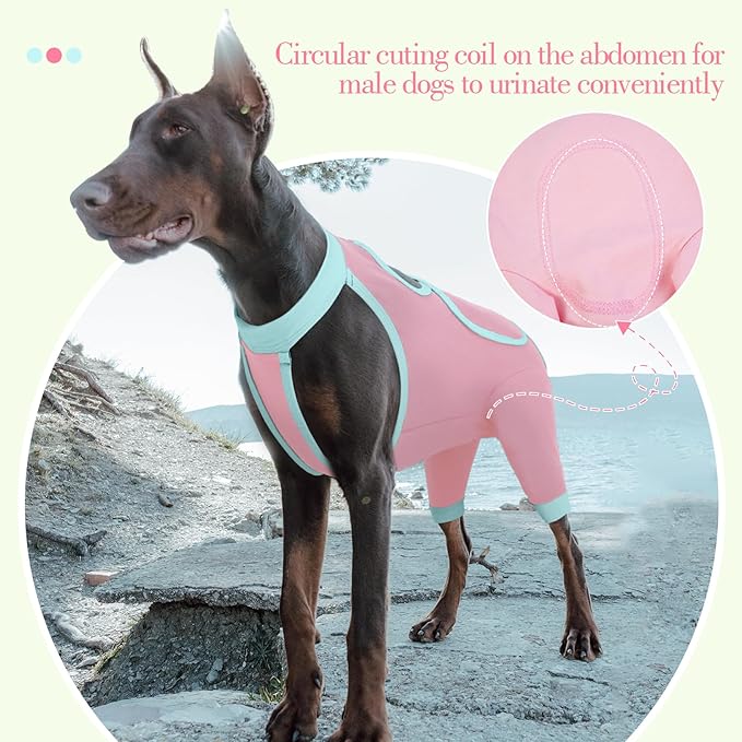 ROZKITCH Dog Surgery Leg Sleeve Rear Legs, Male Female Pet Prevent Licking Wound Elbow Knee Protector, Dog Recovery Suit Cone Collar Alternative Pants Shirt for Wound Heal Wrap Pink M