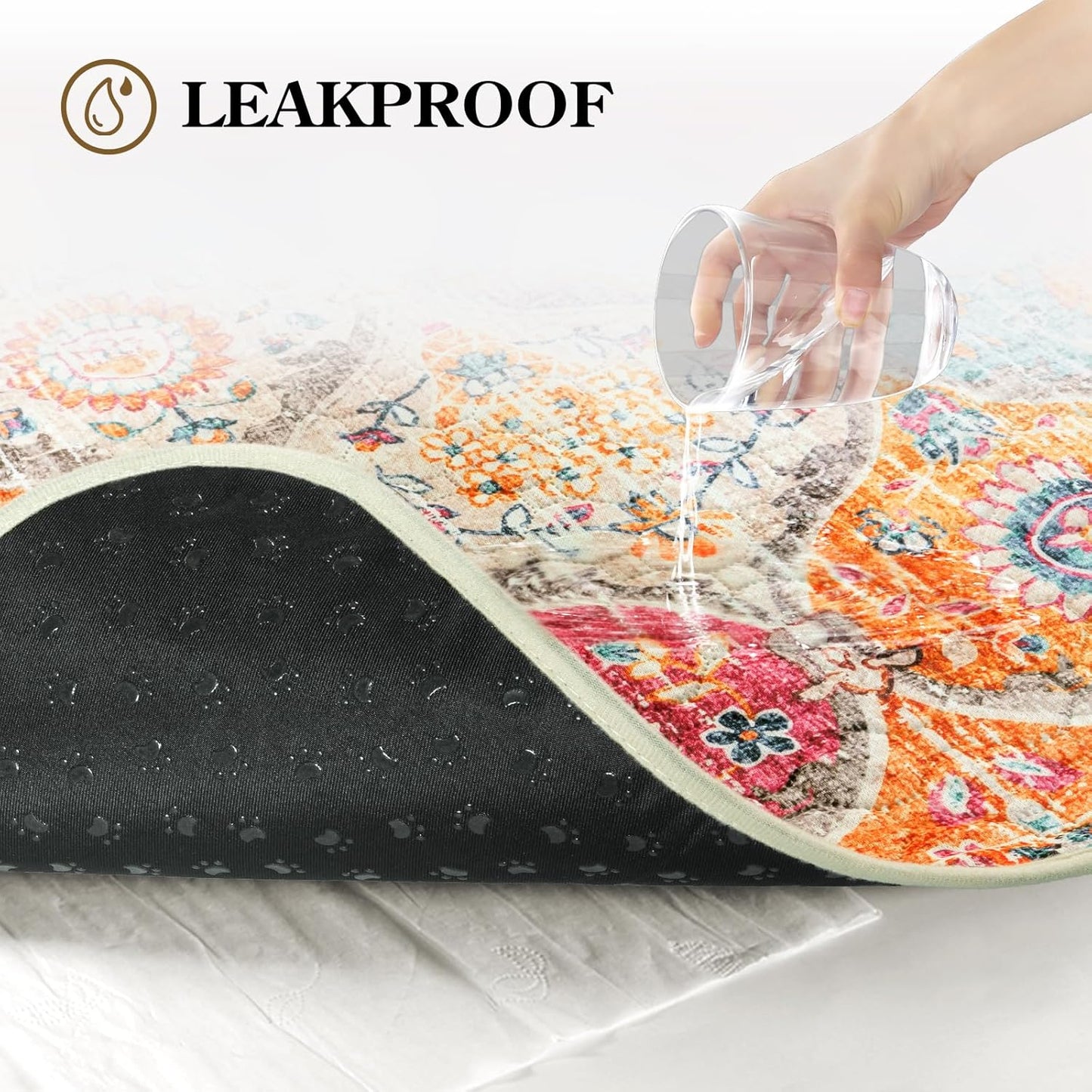 HAOCOO Washable Pee Pads for Dogs, Super Absorbent Reusable Puppy Training Pads, (2 Pack) 2Ft x 2Ft Orange Waterproof Leak-Proof and Non-Slip Whelping Pads Potty Pads for Pet Housebreaking