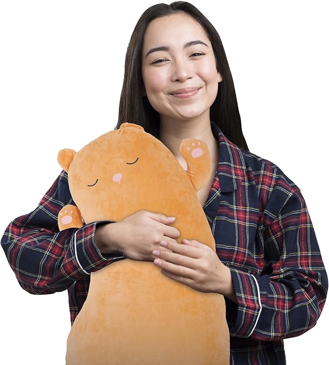 PixieCrush Long Cat Plush - 26.4x12.2 inch - Plush Cute Cat Body Pillows for Kids - Long Stuffed Cartoon Cat - Jumbo Squishy Kitten Doll for Children - Soft Soothing Cuddle Plushies (Brown)