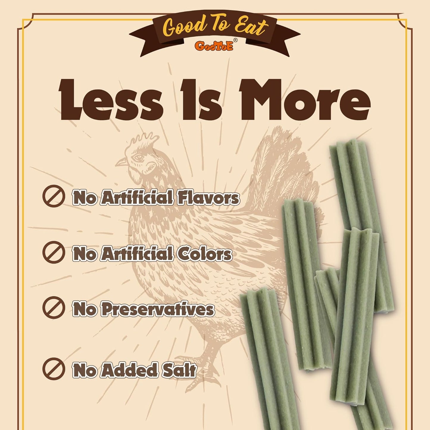 Gootoe Soft Chicken Dental Chews with Chlorophyll 1.5 lb, All Natural, Grain-Free, High-Protein, Healthy & Easily Digestible, Soft Texture, Resealable