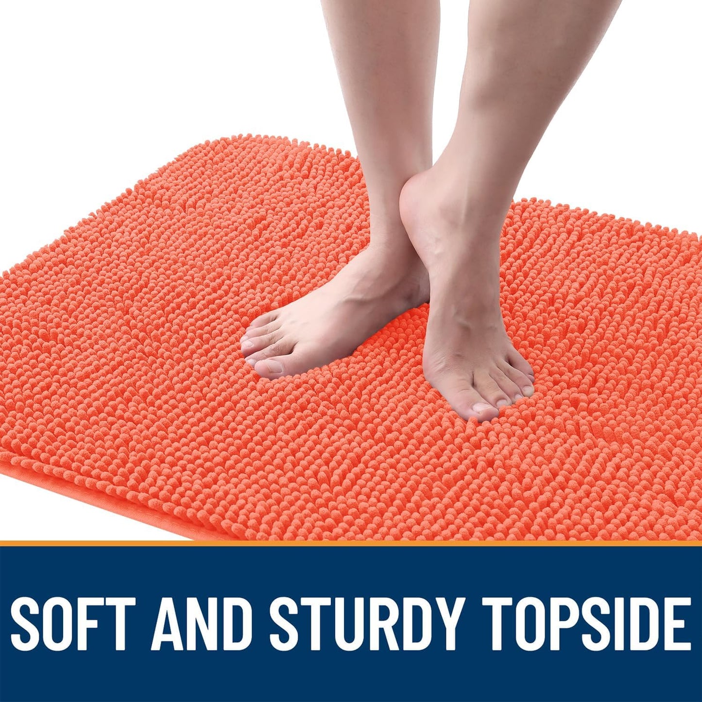 OLANLY Dog Door Mat for Muddy Paws 47x32, Absorbs Moisture and Dirt, Absorbent Non-Slip Washable Doormat, Quick Dry Chenille Mud Mat for Dogs, Entry Indoor Entryway Carpet for Inside Floor, Coral