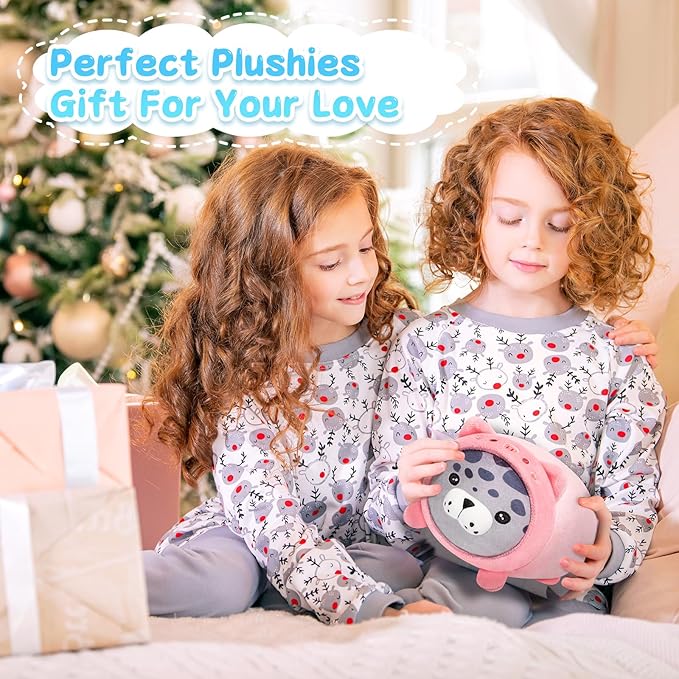 Piggy Seal Plush, Kawaii Pig Plushies Toy, Seal Plushie with Pig Outfit Costume, Anime Plushie Doll, Cute Stuff Toys Gift for Girls, Boys and Males (8 Inch)