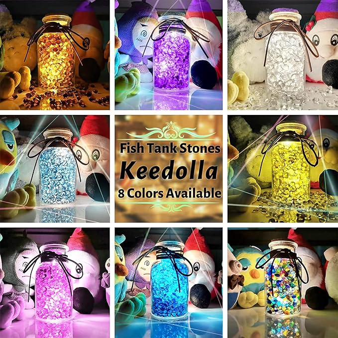 Keedolla 3 LB Fish Tank Rocks Gravel Pink, Aquarium Glass Pebbles Gemstones Beads Betta Fish Tank Stones for Vase Fillers, DIY Crafts, and Home Decor