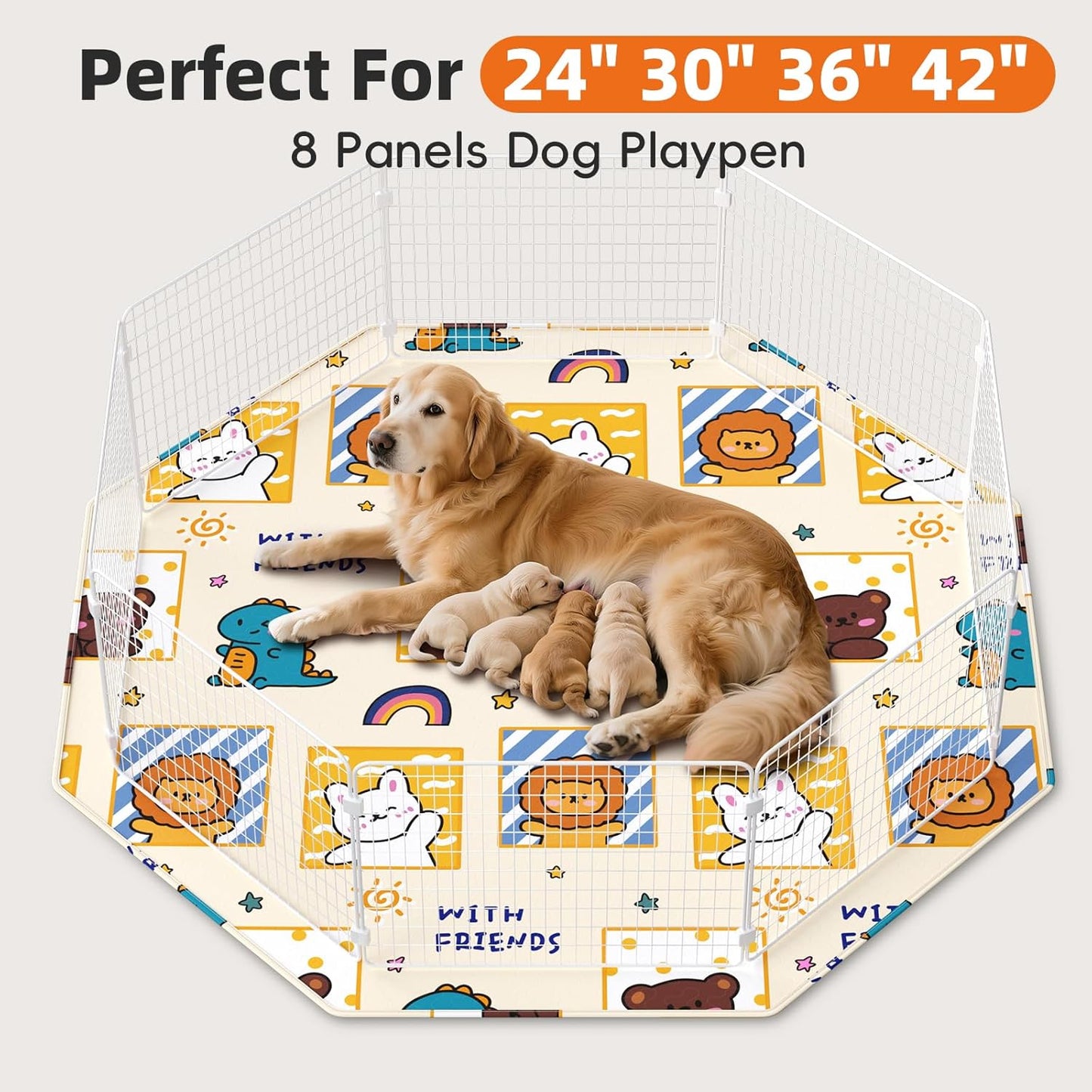 PJYuCien Washable Pee Pads for Dogs 1 Pack, 67" x 26" Octagonal Reusable Pee Pads for Dogs, Leak-Proof Pet Training Pads, Puppy Pads for Non-Slip, Designed for 24/30/36/42'' Width 8 Panels Pen