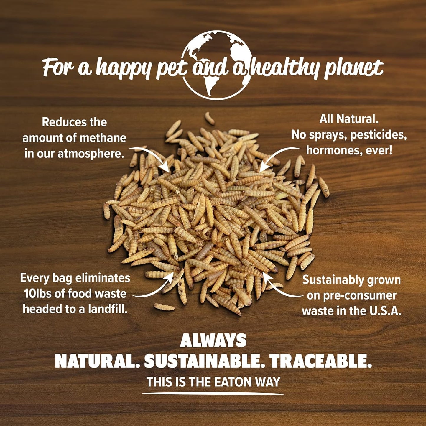 Eaton Pet and Pasture Premium Grubs, USA Grown Dried Black Soldier Fly Larvae, High Calcium Treat for Chickens, Ducks, Wild Birds (5 LB)