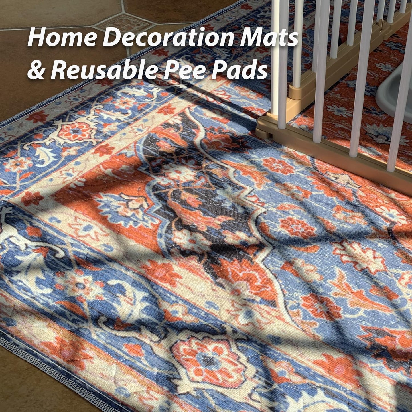 nunubaby 4PACK Washable Pee Pads for Dogs, Stylish, Non-Slip and Leak-Proof Pee Pads. Reusable Potty Pads for Dogs for Crates and Floors.(Red/Floral, 18" x24")