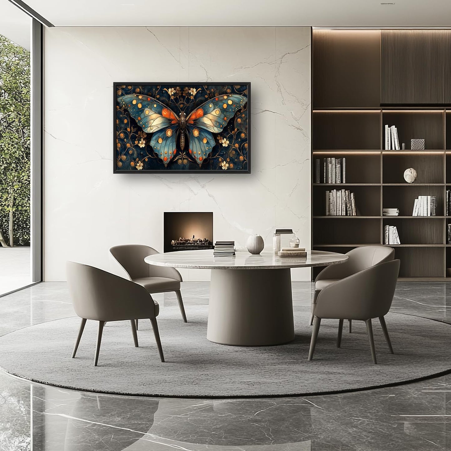 Large Butterfly Wall Art for Living Room, Butterfly Canvas Oversized Wall Decor, Floral Aesthetics Framed Pictures Painting Print Artwork for Bedroom Office 36L" x 24W"
