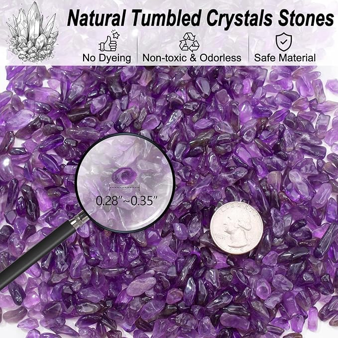 3 LB Amethyst Crystal Rocks Tumbled Crushed Stones Amethyst Crystal Quartz Chips Bulk Natural Gemstones Healing Reiki Mini Quartz Vase Filler Fish Tank Gravel Rocks
