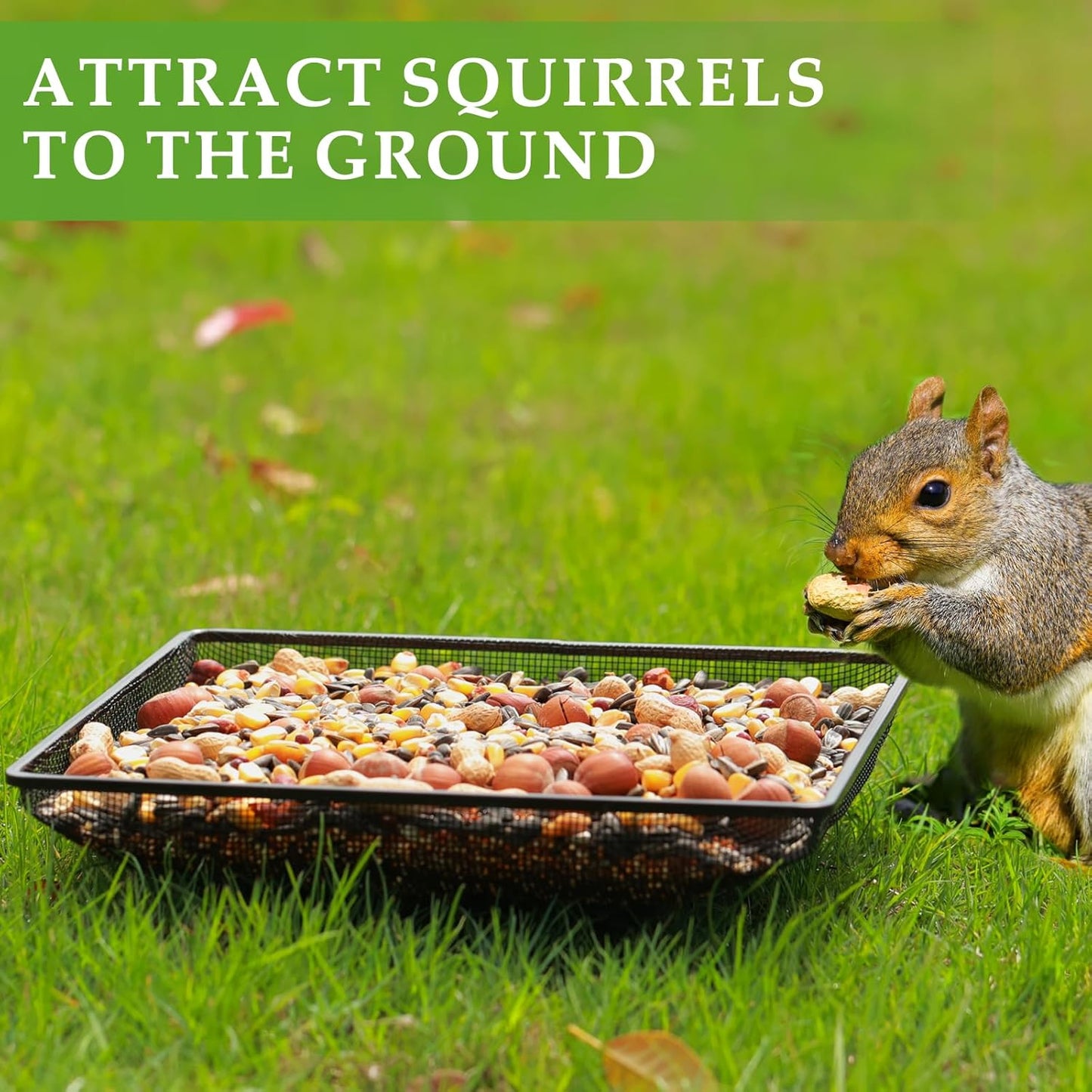 MIXXIDEA Ground Bird Feeder Tray 11x11 Inches, Metal Platform Mesh Seed Tray for Bird Feeders, Great Attracting Garden Yard Decoration for Wild Birds Squirrels Dove,2 Pack