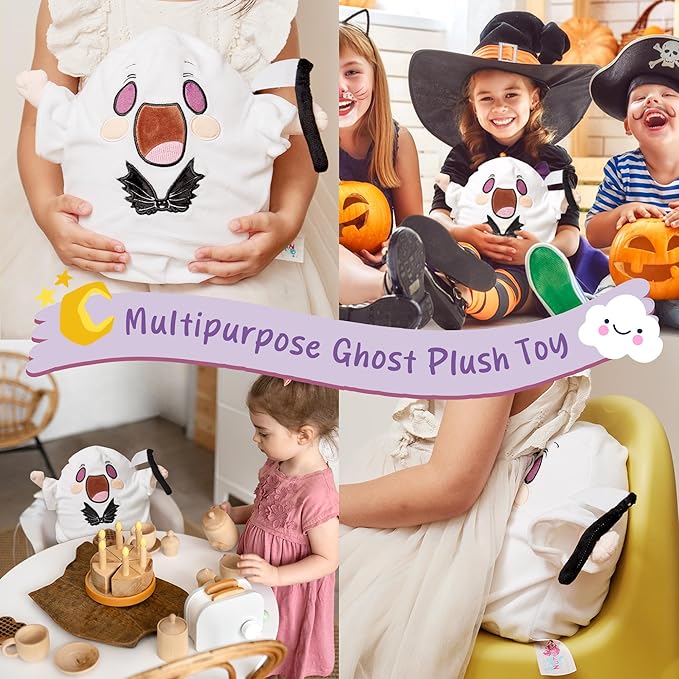 1 Pcs Halloween Ghost Pillow, Soft Plush Ghost Throw Pillow with Scythe, Cute Halloween Decor for Home, Couch, Bed, Gift, Spooky Decorative Pillow for Kids and Adults, 9.4''