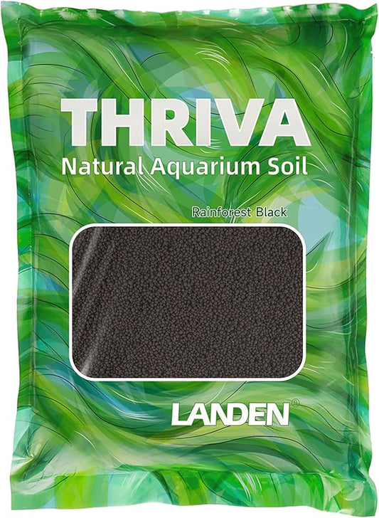 LANDEN THRIVA Natural Soil Substrate for Natural Planted Aquarium, Plant or Shrimp Stratum, Clay Gravel and Stable Porous Substrate for Freshwater Aquarium, Rainforest Black 5L(10lbs),Medium Size