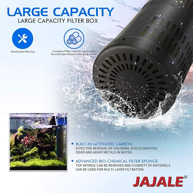 Water Pump 475 GPH 3-in-1 Submersible Internal Filter Aquarium Powerhead Water Pump Ultra Quiet for Aquarium,Fish Tank-3 Pack