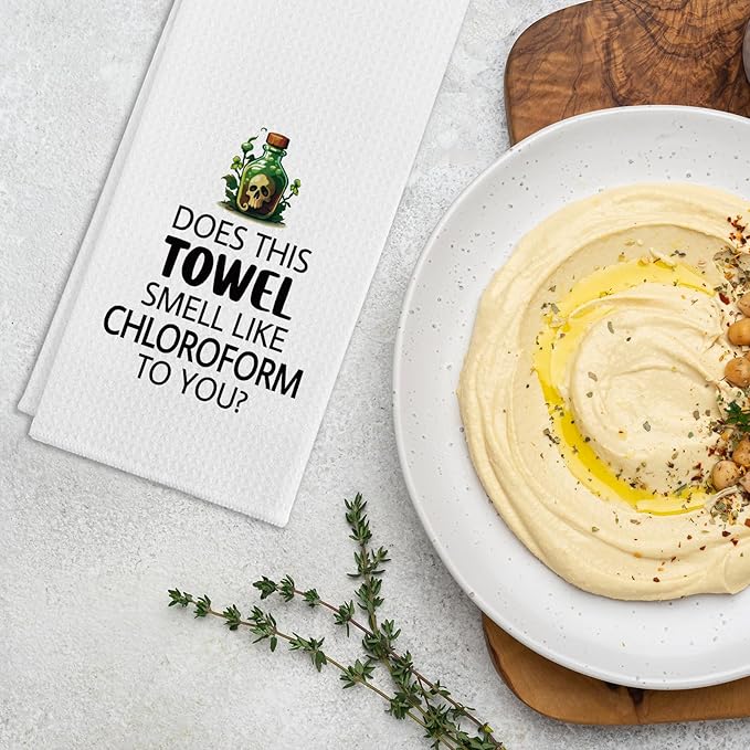 Funny Kitchen Towels Does This Towel Smell Like Chloroform to You Dish Hand Towels Adult Humor Towels for Kitchen Decor Sweet Housewarming Gifts Funny Birthday Gifts for Women Men Friend