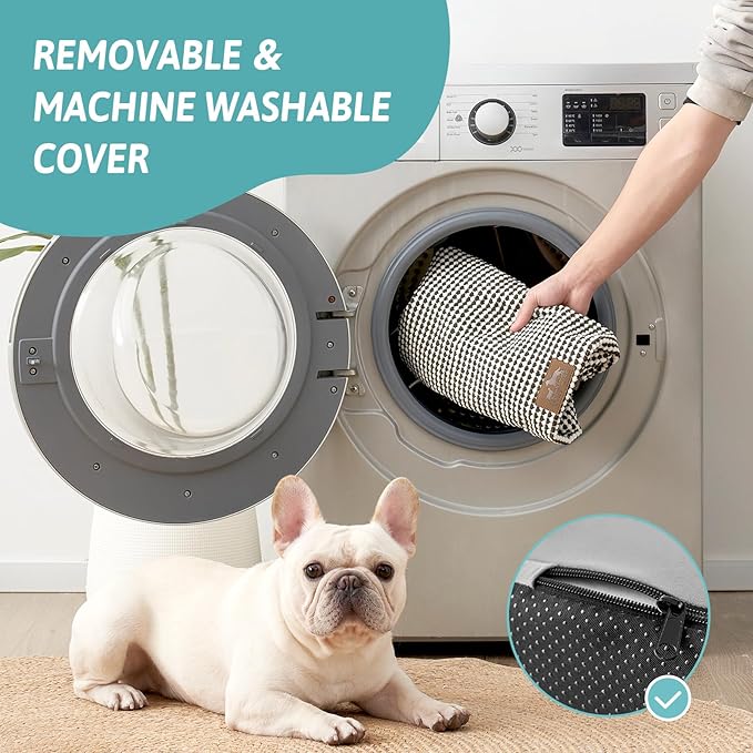 Wide Dog Stairs with Tunnel, Foam Detachable Large Dog Step for Small Pet, Puppy or Cats, Medium Pet Ramp for High Bed, Couch, Sofa or Car, 19.7x33x22.4 inch, 5 Step, White Black