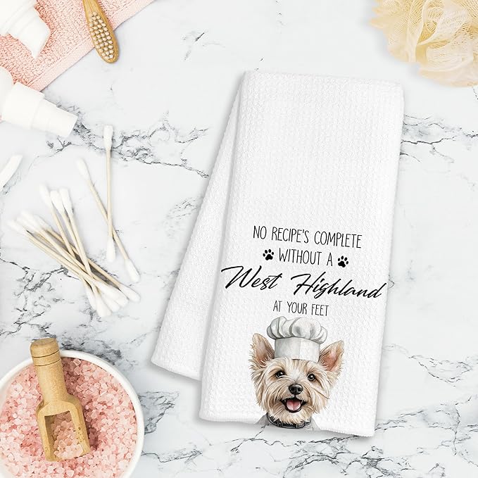 West Highland Terrier Gifts Kitchen Towels Decorative, Dog Mom Lovers Gifts Dish Tea Towels for Kitchen Drying, West Highland Terrier Dog Hand Towels, 16x24 Inch
