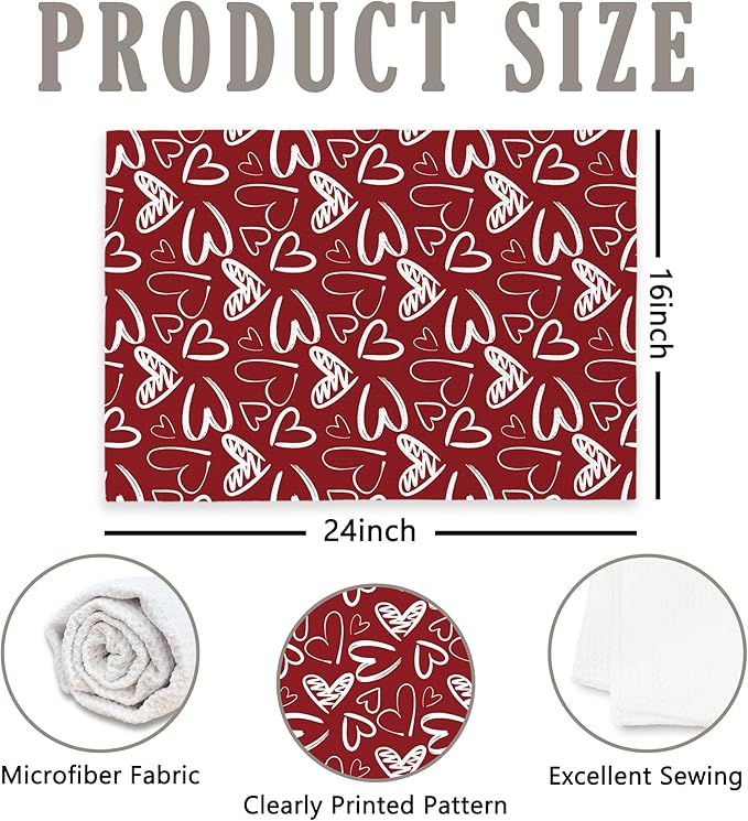 Valentine's Kitchen Towels Set of 2, Home Sweet Home Love Wedding Gift, Love Gifts Gifts for Her Girlfriend Wife Decoration Tea Towels Kitchen Hand Towels 16x24 Inch