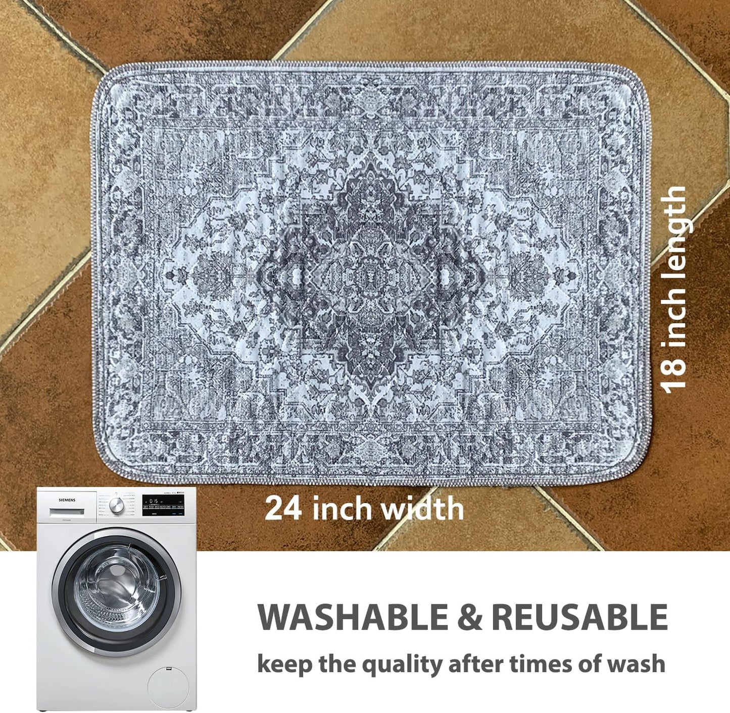 nunubaby 4PACK Washable Pee Pads for Dogs, Stylish, Non-Slip and Leak-Proof Pee Pads. Reusable Potty Pads for Dogs for Crates and Floors.(Gray/Geo, 18" x24")