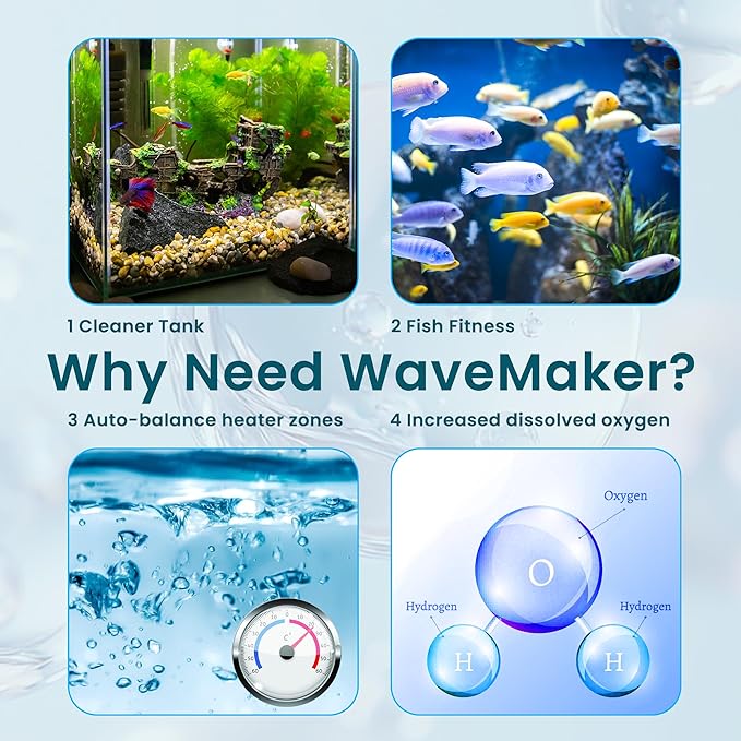 UPETTOOLS Aquarium Circulation Powerhead,Powerful Wavemaker Pump, Controllable Submersible Circulation Pump for 20-75 Gallon Fish Tanks with Suction Cup