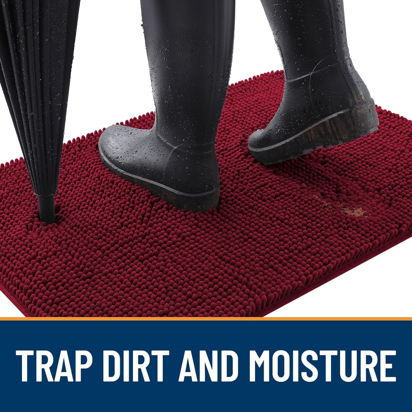 OLANLY Dog Door Mat for Muddy Paws 54x24, Absorbs Moisture and Dirt, Absorbent Non-Slip Washable Doormat, Quick Dry Chenille Mud Mat for Dogs, Entry Indoor Entryway Carpet for Inside Floor, Burgundy