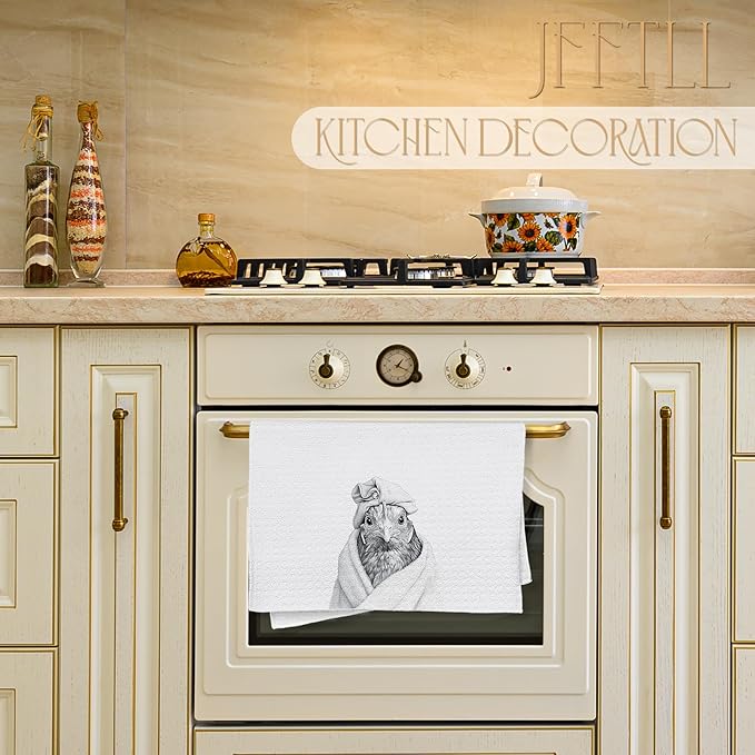 Funny Bathrobe Chicken Bathroom Hand Towels, Chicken Lady Mom Lover Gifts for Women, Farm Animal Rooster Hand Towels for for Bathroom Washroom Restroom Decor, 16x24 Inch