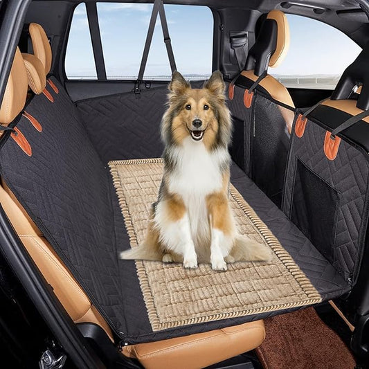 VClife Dog Bed Mat for Car, Anti Slip Pet Bed Travel Pad Comfortable Furry Dog Car Seat Cover for Backseat Extender, Washable Pet Cushion Bed Mat for Indoors & Outdoors (Brown, 51"×23.6")
