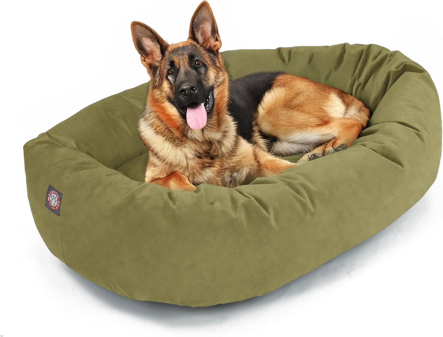 Majestic Pet 52 Inch Suede Calming Dog Bed Washable 52x35x11 (Inch) – Cozy Soft Round Donut Dog Bed with Spine Support for Dogs to Rest Their Head - Pet Bed X- Large - Sage (2025)