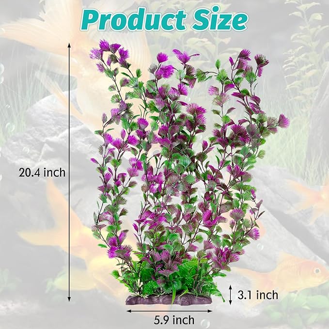 Hamiledyi Aquarium Plastic Plants Aquarium Decor Artificial Fish Tank Plants,Tall Fish Tank Decorations, Extra Large Aquarium Plant 20.4-inch Tall,1PCS