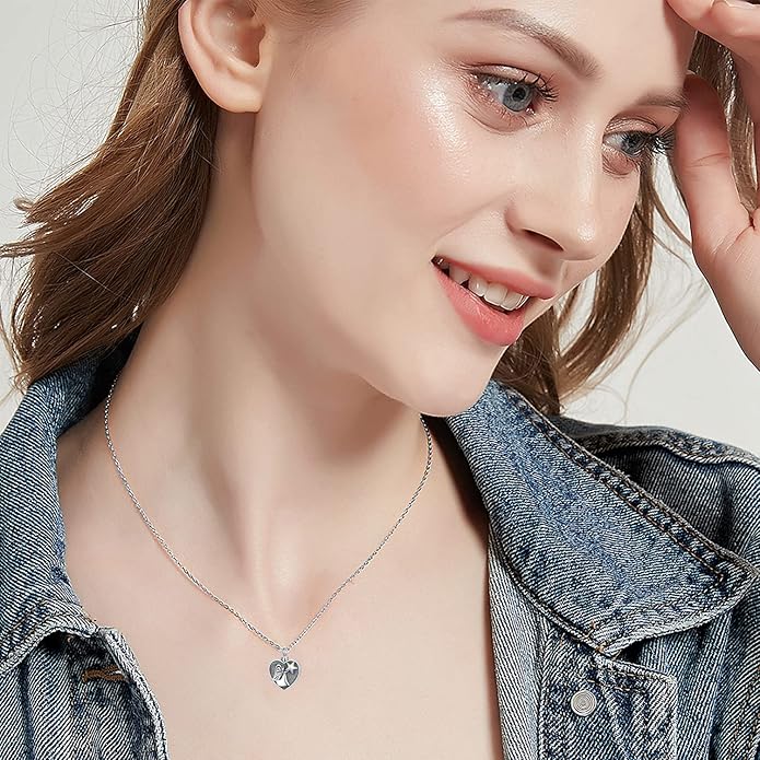 LONAGO Urn Necklace for Ashes 925 Sterling Silver Always in My Heart Keepsake Cremation Pendant Necklace