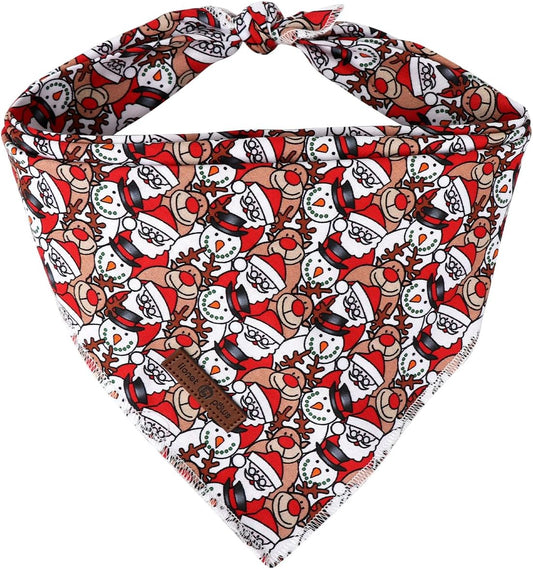 Lionet Paws Christmas Dog Bandana for Small Medium Large Dogs,Moose Dog Kerchief Washable Dogs Triangle Bibs Scarf for Girl or Boy