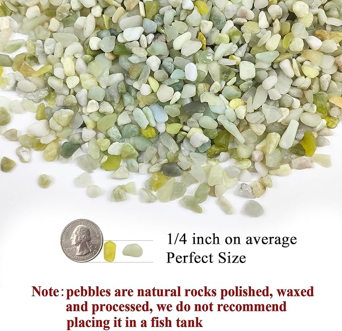 2 lbs Jade Rocks for Plants Indoor, 1/4 inch Small Pebbles for Plants, Decorative Rocks for Succulents Cactus Vases Landscaping Drainage and Outdoor Garden Rocks