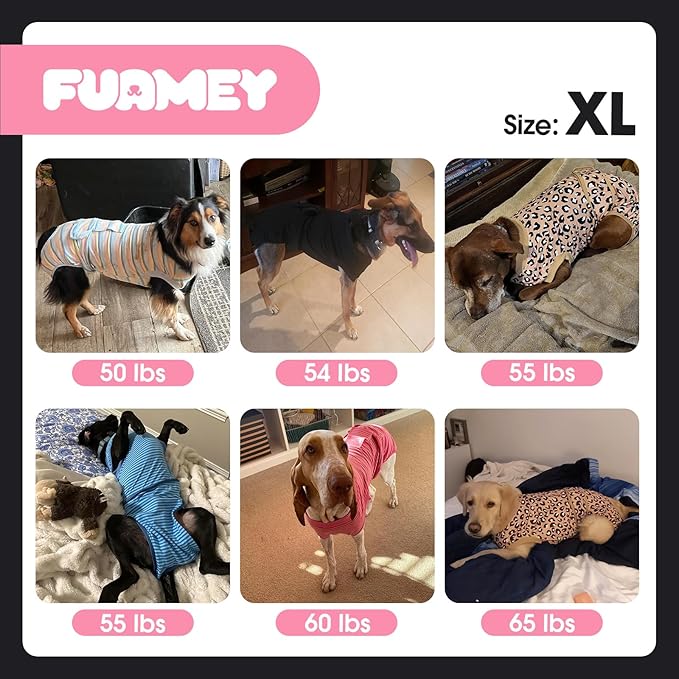 FUAMEY Dog Recovery Suit Male,Dogs Surgery Neuter Suits Puppy Spay Shirts for Female Protect Dog's Skin Anti Licking Abdominal Wounds Doggie Onesie Pet Bodysuit Alternative to Cone Gray Stripes XL