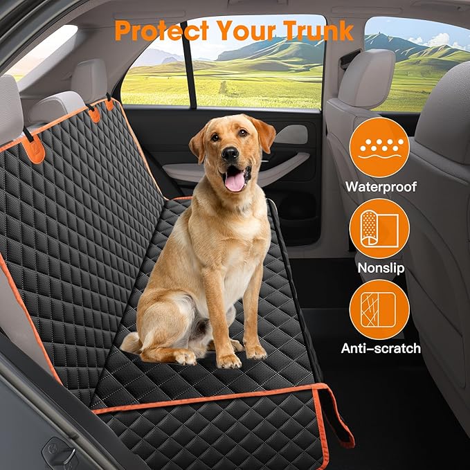 MIXJOY Truck Back Seat Cover for Dogs, Waterproof Pet Seat Covers for Trucks, Dog Cover for Truck Back Seat, Nonslip Pet Bench Seat Cover for Ford F150 F250 F350/Chevrolet Silverado/GMC/Ram