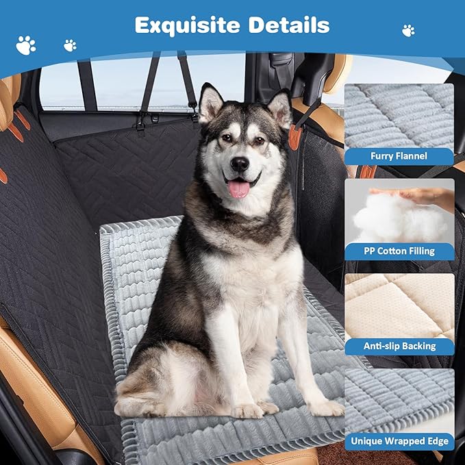 VClife Dog Car Seat Cover for Backseat Extender, Anti Slip Dog Bed Mat Travel Blanket, Pet Friendly Backseat Cover for Cars, SUVs, Small Trucks, Back Seat Extender Protector (Light Gray, 59"×27.6")
